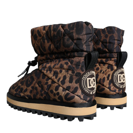 Dolce & Gabbana Brown Leopard Ankle Boots Padded Shoes