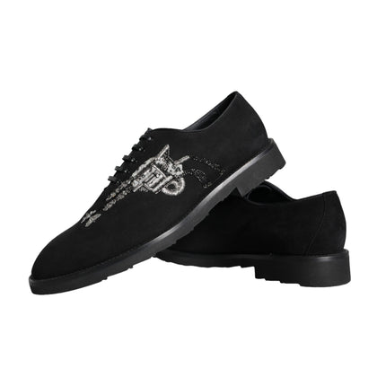 Dolce & Gabbana Black Suede Sicilia Lace Up Formal Shoes
