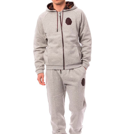 Billionaire Italian Couture Gray Cotton Hooded Sweatsuit