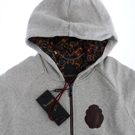 Billionaire Italian Couture Gray Cotton Hooded Sweatsuit