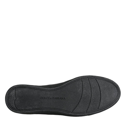 Dolce & Gabbana Black Gold Leather Classic Sneakers Shoes