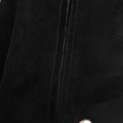 Dolce & Gabbana Black Suede Leather Mid Calf Boots Shoes