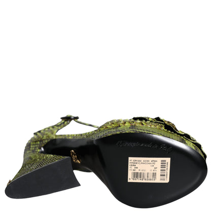 Dolce & Gabbana Green Exotic Leather Ankle Strap Heels Sandals Shoes