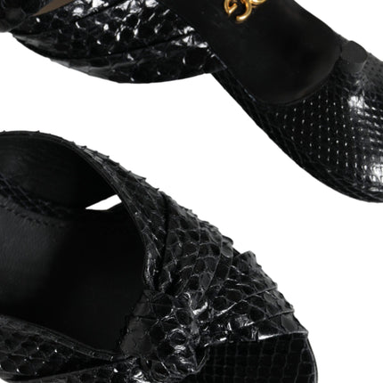 Dolce & Gabbana Black Leather Heels Slides Sandals Shoes