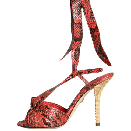 Dolce & Gabbana Coral Exotic Leather Heels Sandals Shoes