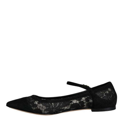 Dolce & Gabbana Black Taormina Lace Bellucci Flats Shoes