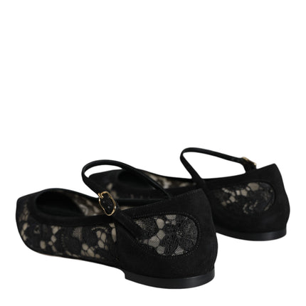Dolce & Gabbana Black Taormina Lace Bellucci Flats Shoes