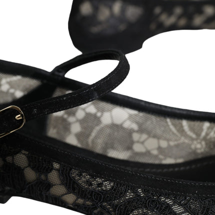 Dolce & Gabbana Black Taormina Lace Bellucci Flats Shoes