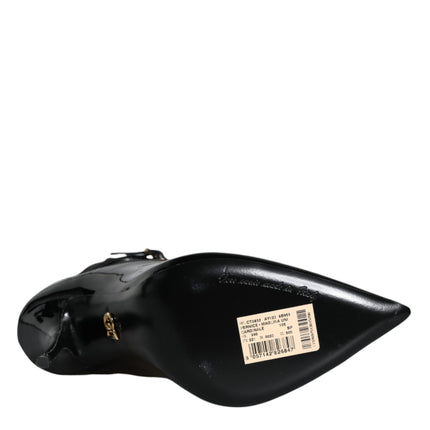 Dolce & Gabbana Black Leather Stilettos Booties Socks Shoes