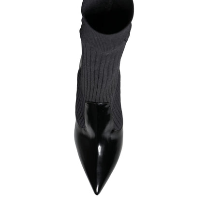 Dolce & Gabbana Black Stretch Stilettos Booties Socks Shoes