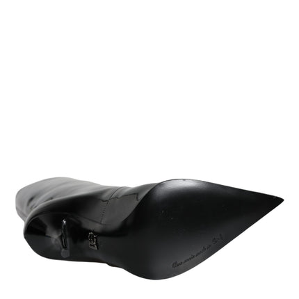 Dolce & Gabbana Black Patent Leather Mid Calf Boots Shoes