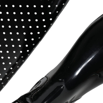 Dolce & Gabbana Black Polka Dot Rubber Knee High Boots Shoes