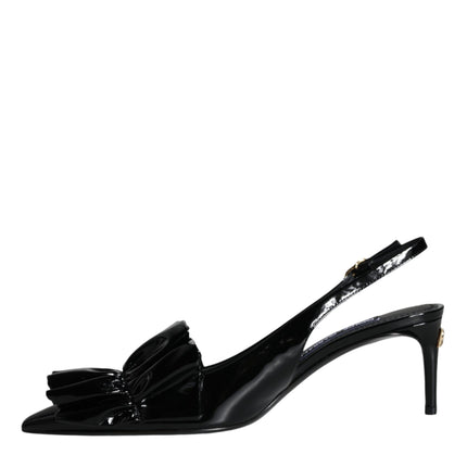 Dolce & Gabbana Black Patent Leather Heels Slingback Shoes