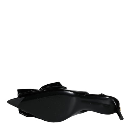 Dolce & Gabbana Black Patent Leather Heels Slingback Shoes