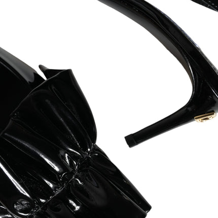 Dolce & Gabbana Black Patent Leather Heels Slingback Shoes