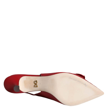 Dolce & Gabbana Red Devotion Leather Heels Slingback Shoes