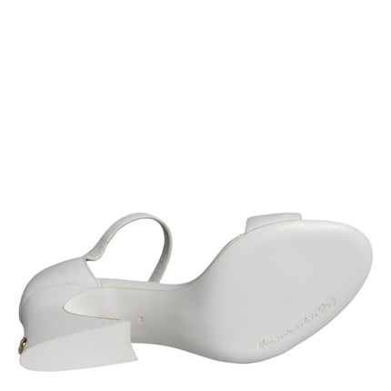 Dolce & Gabbana White Leather Heels Keira Sandals Shoes