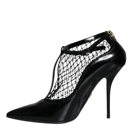 Dolce & Gabbana Black Mesh Patent Leather Heels Pumps Shoes