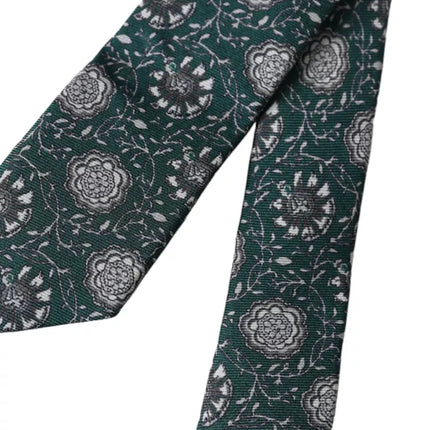 Dolce & Gabbana Green Floral Print Silk Adjustable Men Tie
