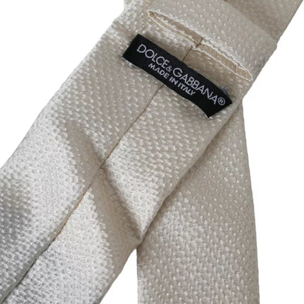Dolce & Gabbana Off White 100% Silk Adjustable Necktie Men Tie