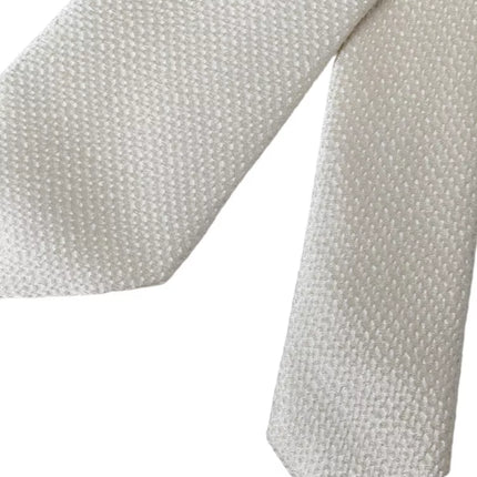 Dolce & Gabbana Off White 100% Silk Adjustable Necktie Men Tie