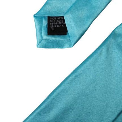Dolce & Gabbana Light Blue Satin Silk Wide Adjustable Men Tie