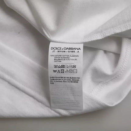 Dolce & Gabbana White Cotton Round Neck Short Sleeves T-shirt