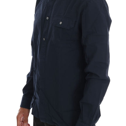 John Galliano Blue Casual Cotton Long Sleeve Shirt