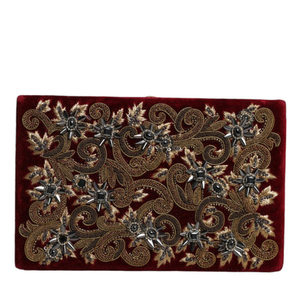 Dolce & Gabbana Red Velvet Gold Frame Clutch Evening Party Purse Bag