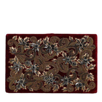 Dolce & Gabbana Red Velvet Gold Frame Clutch Evening Party Purse Bag