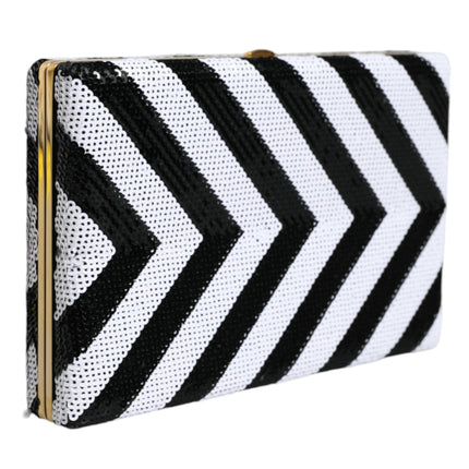 Dolce & Gabbana Black White Gold Frame Clutch Evening Party Purse Bag