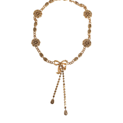 Dolce & Gabbana Gold Tone Brass Crystal Embellished Belt