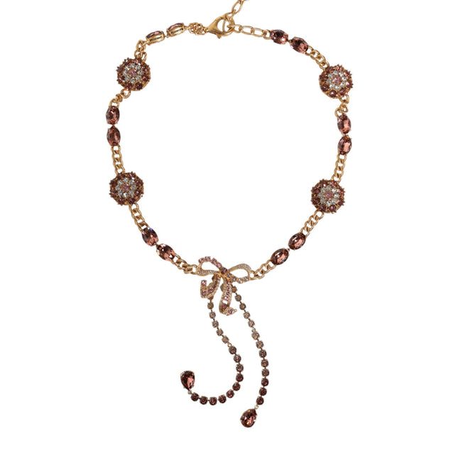 Dolce & Gabbana Gold Tone Brass Crystal Embellished Waist Chain Belt