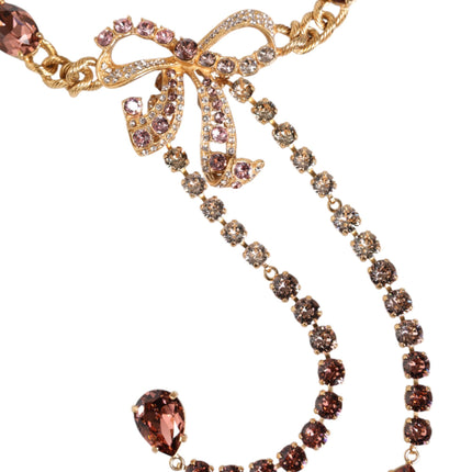 Dolce & Gabbana Gold Tone Brass Crystal Embellished Waist Chain Belt