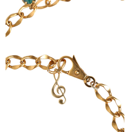 Dolce & Gabbana Gold Tone Brass Fruity Crystal Embellished Waist Chain Belt