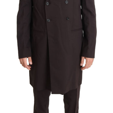 Dolce & Gabbana Bordeaux Wool Stretch Long 3 Piece Suit