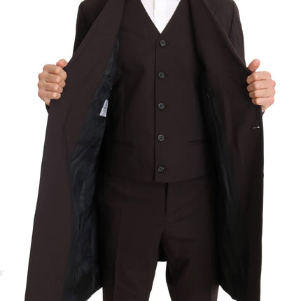 Dolce & Gabbana Bordeaux Wool Stretch Long 3 Piece Suit