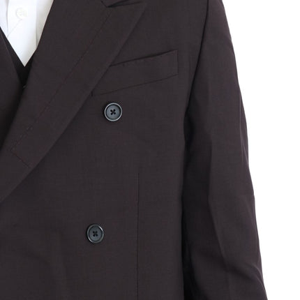 Dolce & Gabbana Bordeaux Wool Stretch Long 3 Piece Suit