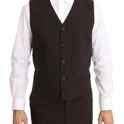 Dolce & Gabbana Bordeaux Wool Stretch Long 3 Piece Suit