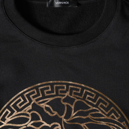 Versace Black Medusa Fleece Cotton Crew Neck Sweatshirt Sweater