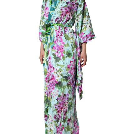 Dolce & Gabbana Multicolor Floral Silk Stretch Wrap Dress