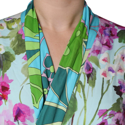Dolce & Gabbana Multicolor Floral Silk Stretch Wrap Dress