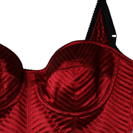 Dolce & Gabbana Red Bustier Corset Lace Bodycon Midi Dress