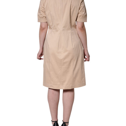 Moschino Beige Cotton Short Sleeve Knee Length Dress
