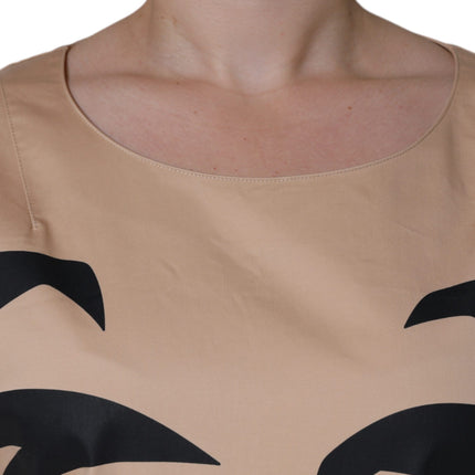Moschino Beige Cotton Short Sleeve Knee Length Dress