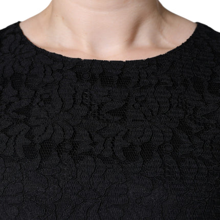 Dolce & Gabbana Black Floral Lace Sheath Sleeveless Mini Dress