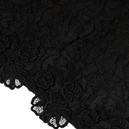 Dolce & Gabbana Black Floral Lace Sheath Sleeveless Mini Dress