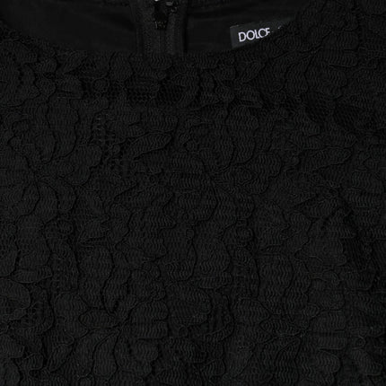 Dolce & Gabbana Black Floral Lace Sheath Sleeveless Mini Dress