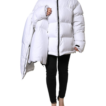 Dolce & Gabbana White Puffer Quilted Full Zip Coat Jacket