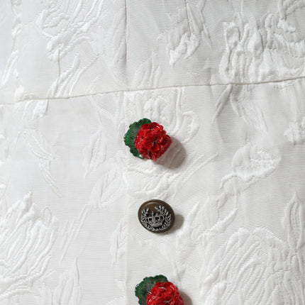 Dolce & Gabbana White Floral Brocade Embellished Mini Skirt